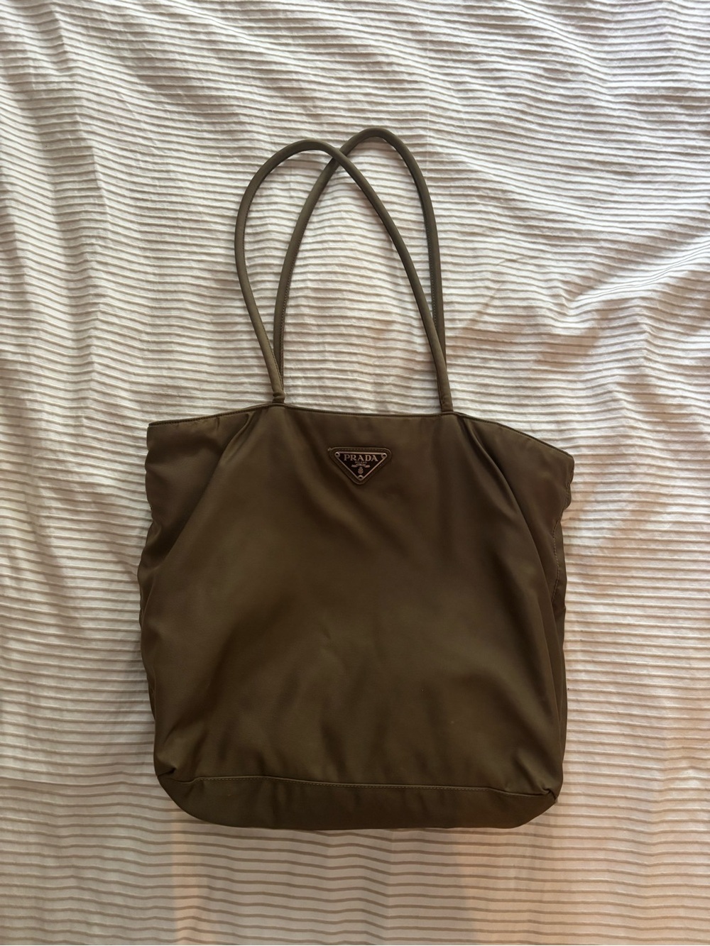 Prada Olive Green Nylon Tote Bag